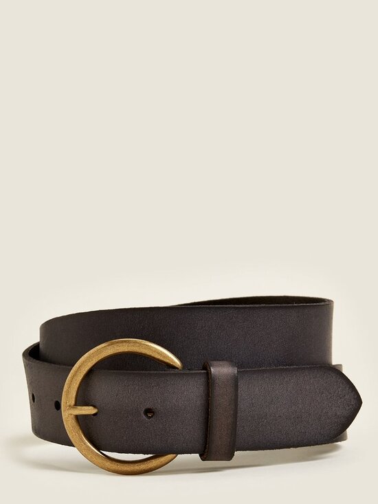 Frye Black Leather Belt Gold O-Ring Buckle Size L 36 NWT 1.25\
